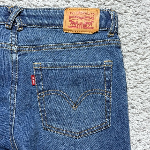 Levis Jeans Girls 14 Flare Denim Front Flap Pockets Adjustable Waist Western - Picture 4 of 5